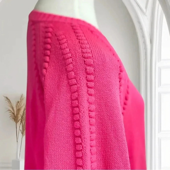 Sail to Sable crewneck sweater, hot pink pompoms pullover cashmere wool blend - Picture 11 of 16